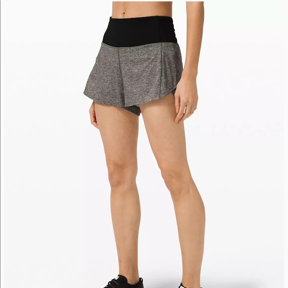 Lululemon gray black shorts size 8, inseam 4”